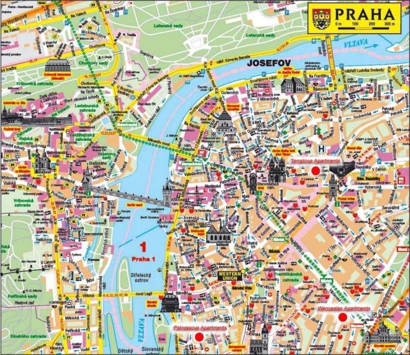 Cartina Geografica di Praga - Mappa Turistica del Centro Città